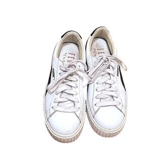 PUMA FENTY BY RIHANNA CREEPER WHITE/BLACK LEATHER SNEAKERS SIZE 8